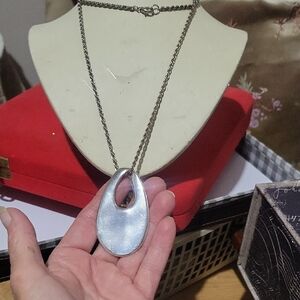 Elegant Silver Pendant Necklace 28"